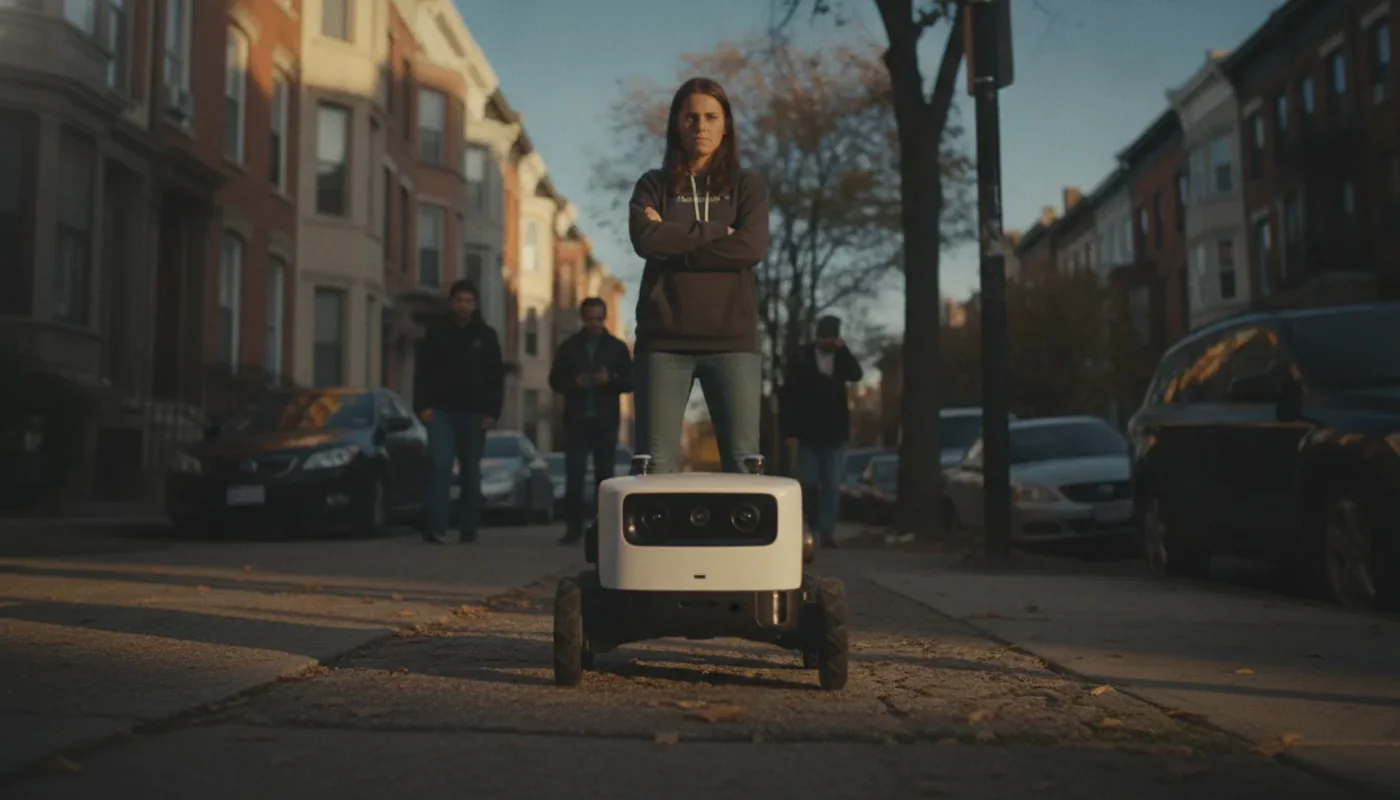 Žena zatčena za blokování doručovacího robota Uberu